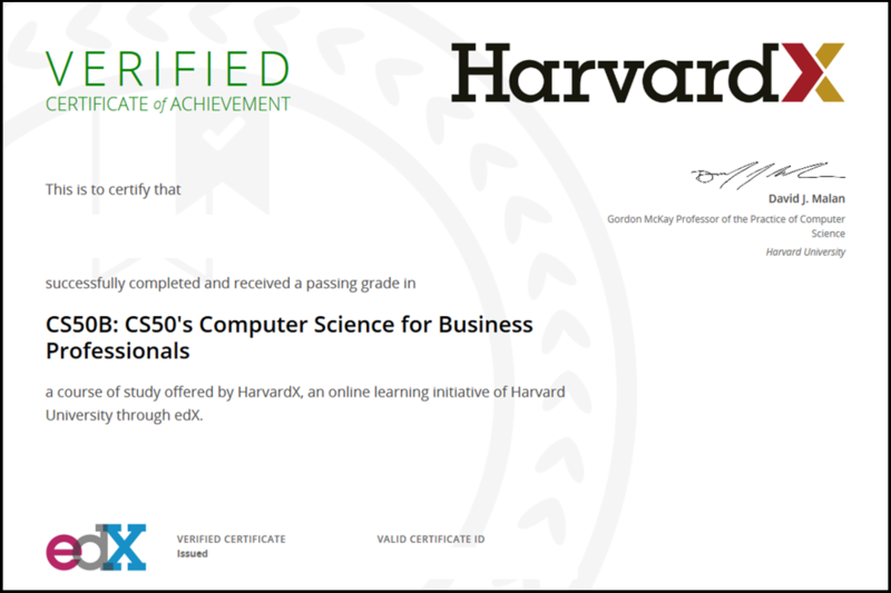 Harvard University Online Certificate